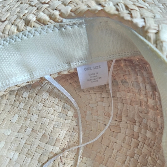 Nordstrom Brand Straw Fringe Black Trim Adjustable Hat One Size - Picture 7 of 8